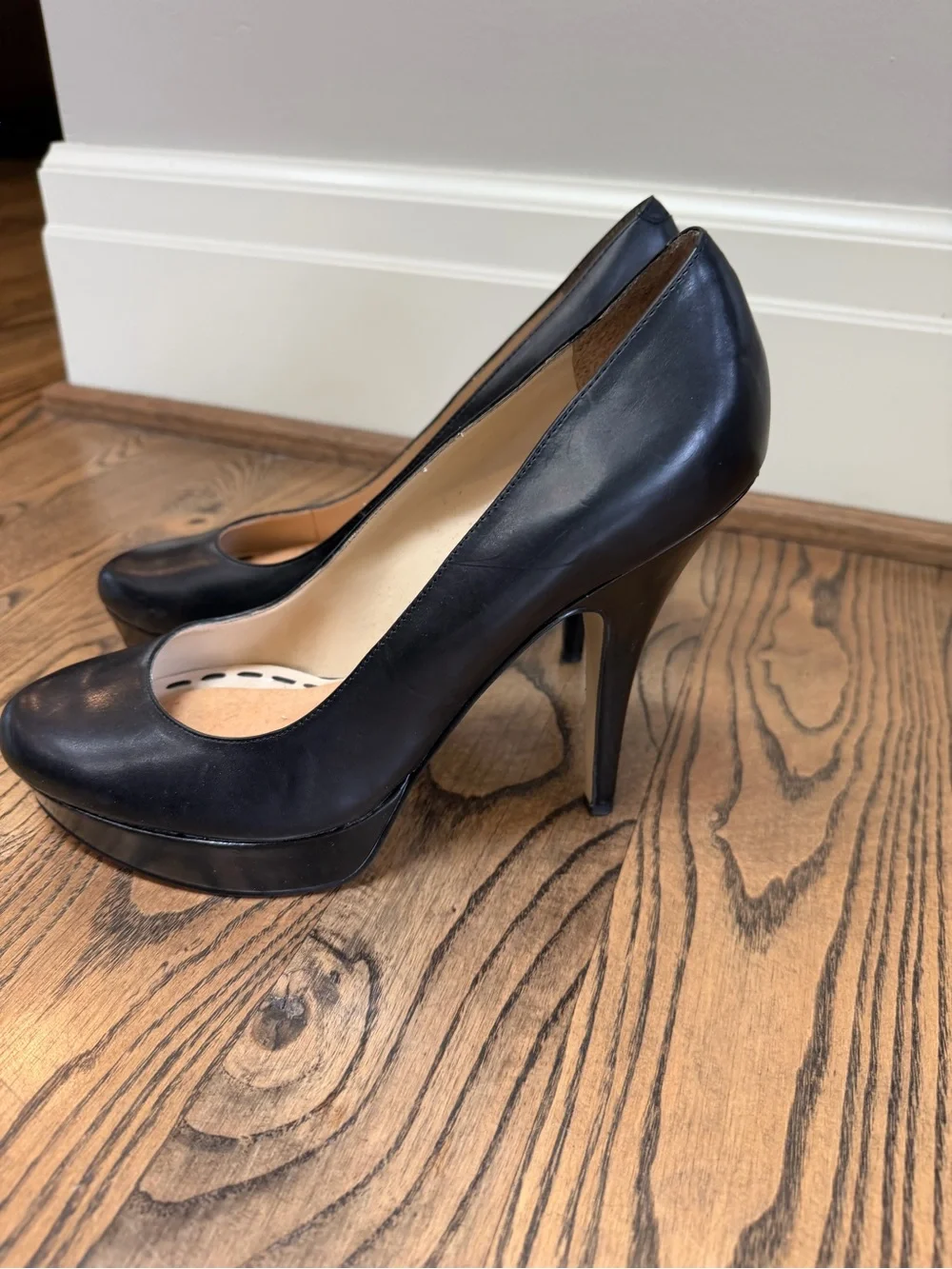 Vintage Enzo Angiolini Black Patent Platform Stiletto Heels Size 10